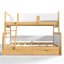 Lit simple superposé au dessus d'un lit double avec tiroirs de rangement, structure de lit superposé pour enfants en bois massif avec lattes, conception convertible, blanc et naturel