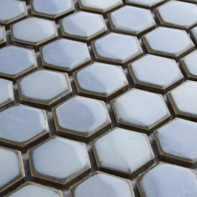 Carreau de mosaïque en porcelaine pour plancher et mur de 11-7 / 8 "x 13-1 / 4" Hudson, Bleu givré