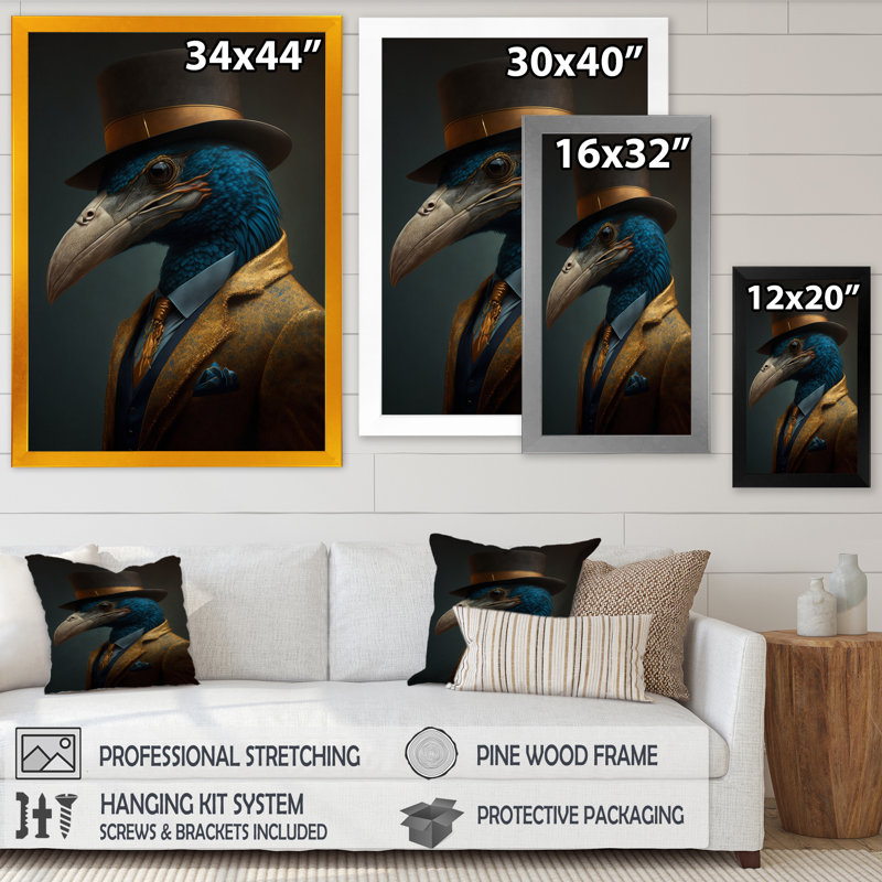 Mafia Eagle - Impression sur toile, Cadre photo noir, H 40 po x l 30 po x P 1,5 po