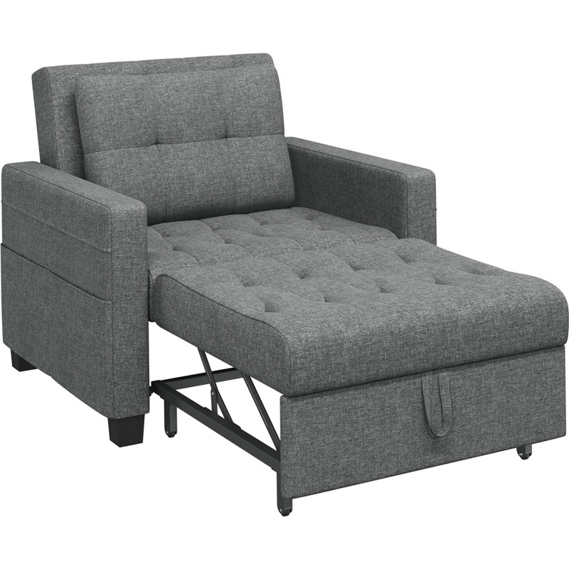 71.5cm Width 3-in-1 Convertible Sleeper Accent Chair Bed with Adjustable Backrest & Back Pillow, Light Grey