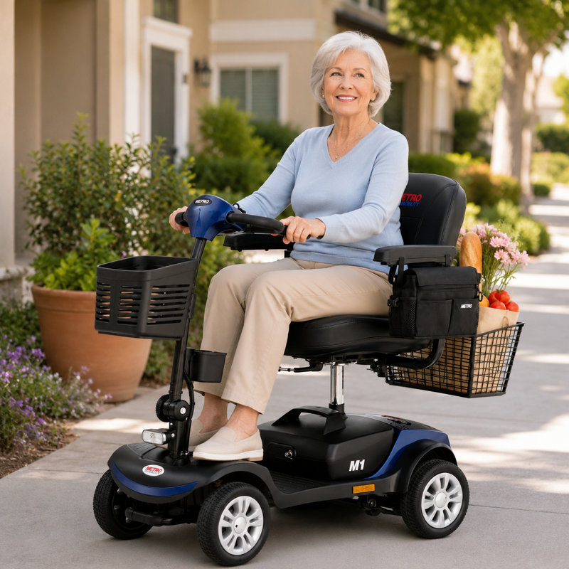 Four-wheel Compact Electric Mobility Scooter, Folding Mobility Scooter For Seniors, Compact Mobility Vehicle, Equipped With A 300w Motor, Suitable For Adults Weighing No More Than 300 Lbs (approximately 136 Kg)