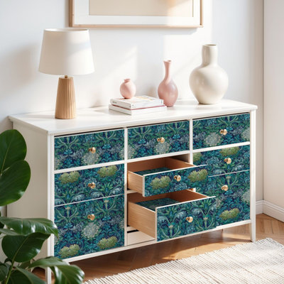 Papier peint auto-adhésif à motif floral Botanical Garden Elegant Répétition florale auto-adhésive et amovible 17,7 po x 118 po (45 x 300 cm)