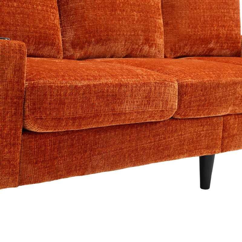 Adylynn Upholstered L-Shaped Sectional, Orange Chenille