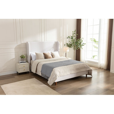 Mozter Upholstered Wingback Platform Bed