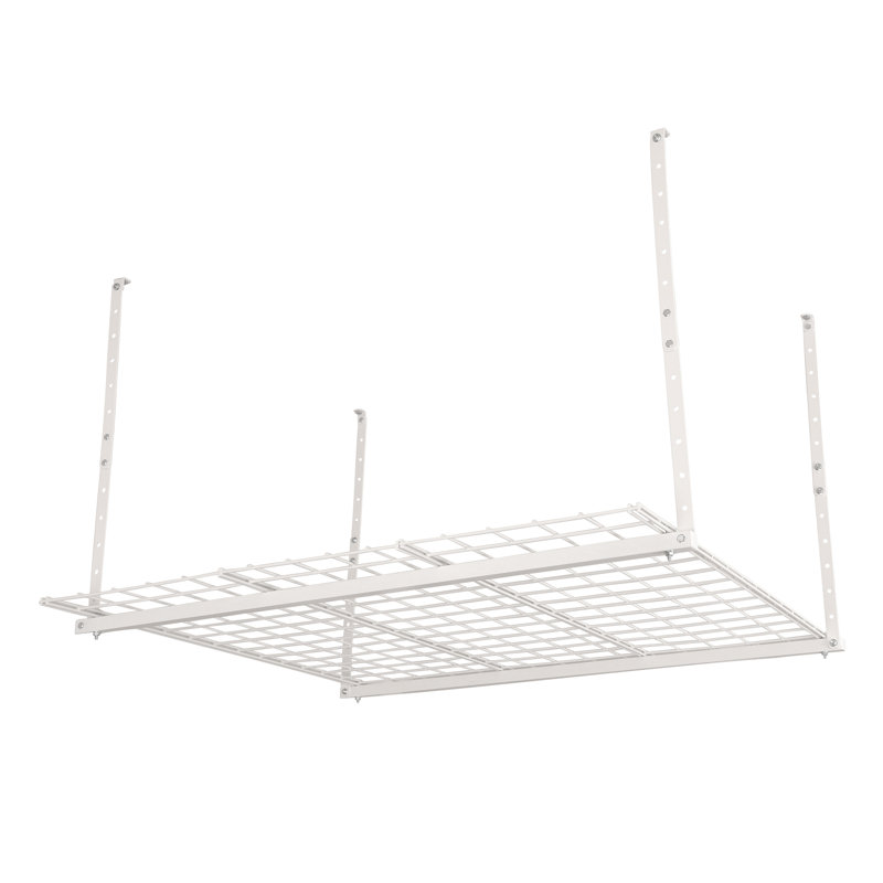 HyLoft  Overhead Storage System, Ceiling Mounted Garage Organization Rack, 28" H x 45" W x 45" D, White