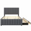 Lit plateforme tapissier avec lit gigogne et 3 tiroirs, tissu en lin-1209247420