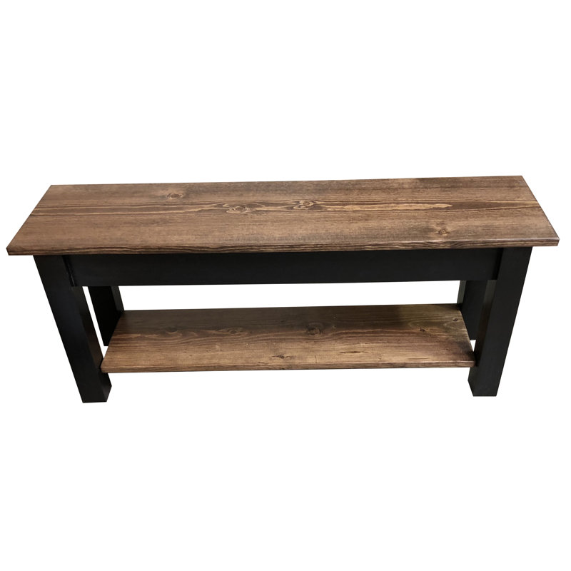 Banc de rangement en bois massif Mccardle, H 17 po x l 42 po x P 12 po, Noyer / Noir