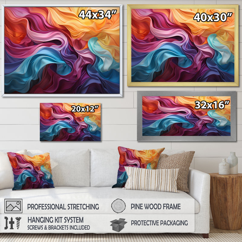 Opt Optical Swirls sur impression sur toile, Cadre flottant doré, H 30 po x l 40 po x P 1,5 po