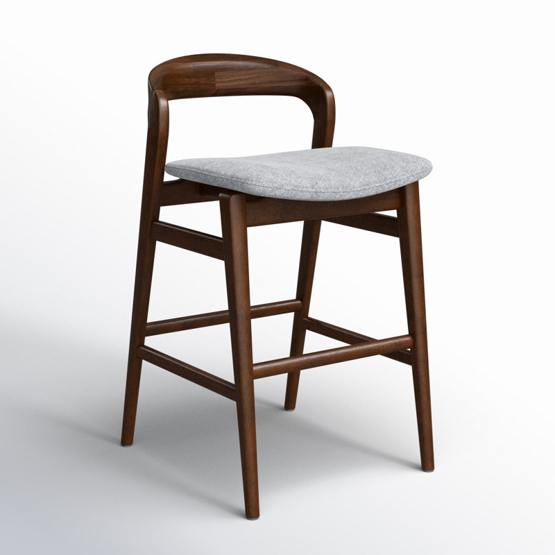 Modern Brazilian Velma Counter Stool, Essence Gray/Ebano Frame, Counter Stool (25.25" Seat Height)