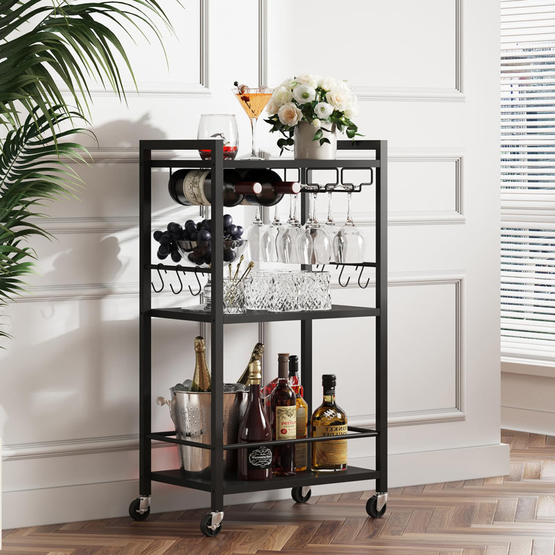 Metal Bar Cart, Matte Black