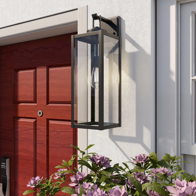 Schlesinger Matte Black Outdoor Wall Lantern, 56.7cm H x 17.8cm W x 22.1cm D