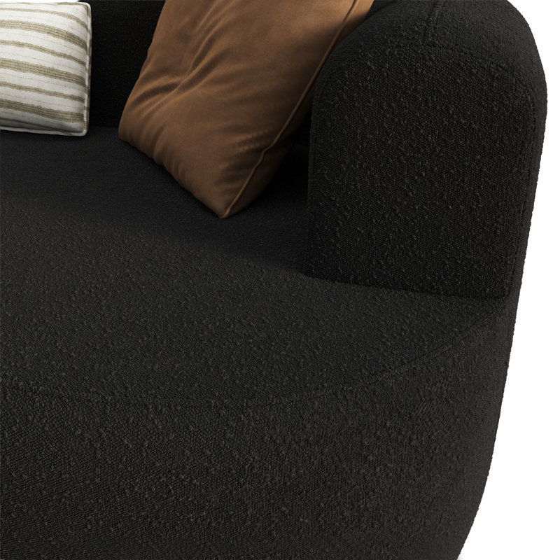 Canapé modulaire incurvé 110 po, modulaire avec 4 coussins décoratifs pour le salon, Méridienne orientée à droite, Noir