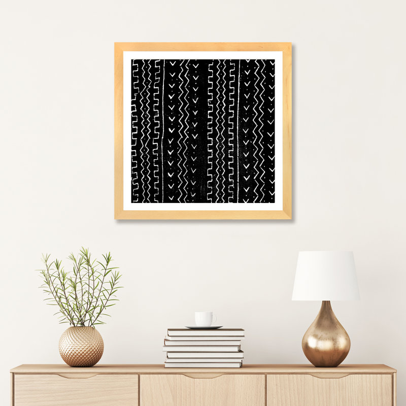 «Mudcloth Black Geometric Design VI» par Ellie Roberts - impression d'art graphique, H 24 po x l 24 po x p 1 po