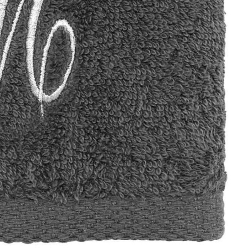 Winston Porter Granite/Silver Script Monogram Fingertip Towel Letter M