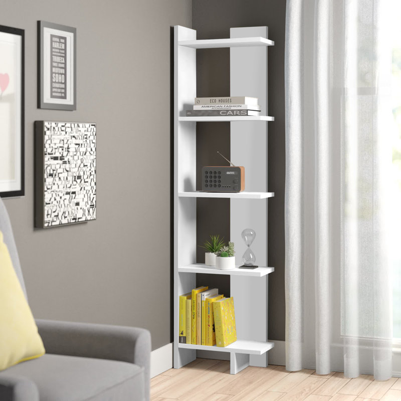 Alice 170cm H x 45cm W x 22.cm D Corner Bookcase Bookshelf Shelving Unit, White