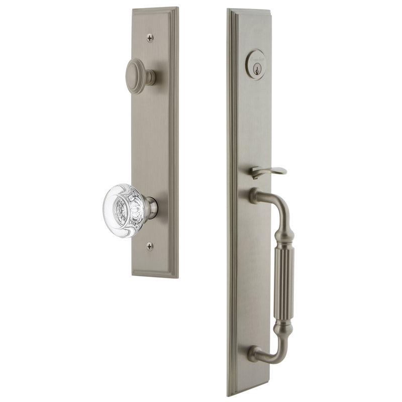 Carré Dummy Handleset with Deadbolt and Rosette, Satin Nickel