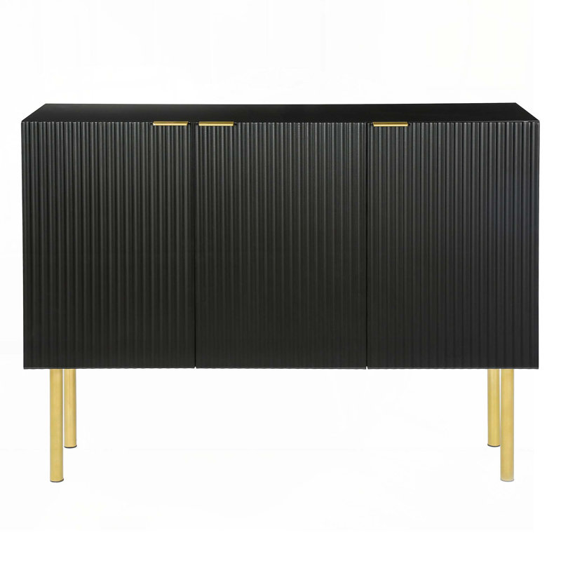 Storage Console Table with Adjustable Shelves, Black