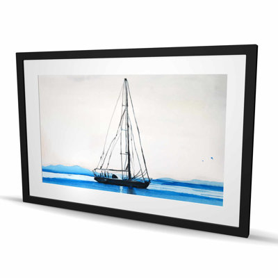 Sailboat on Calm Water - Scenic Framed Print for Home Decor