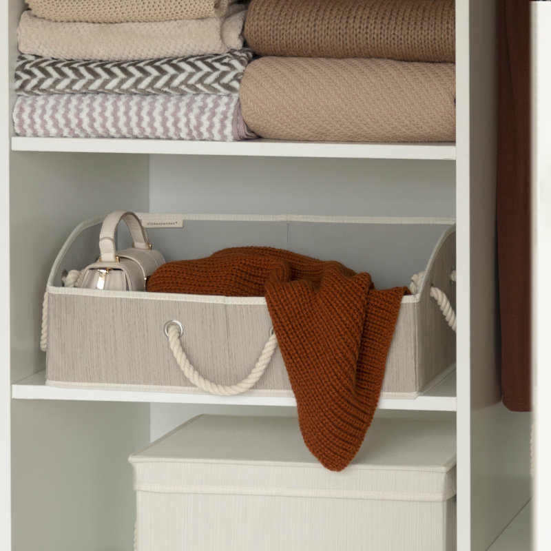 Ensemble de boîtes en tissu avec poignées, Gris