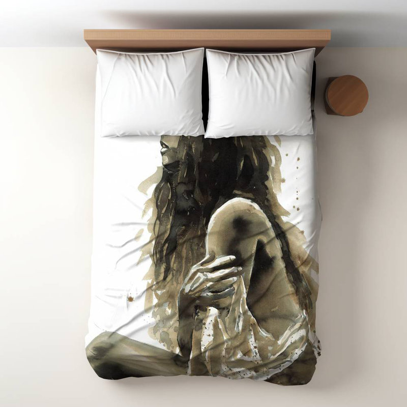 Housse de couette femme en sépia brun | Décoration de chambre à coucher