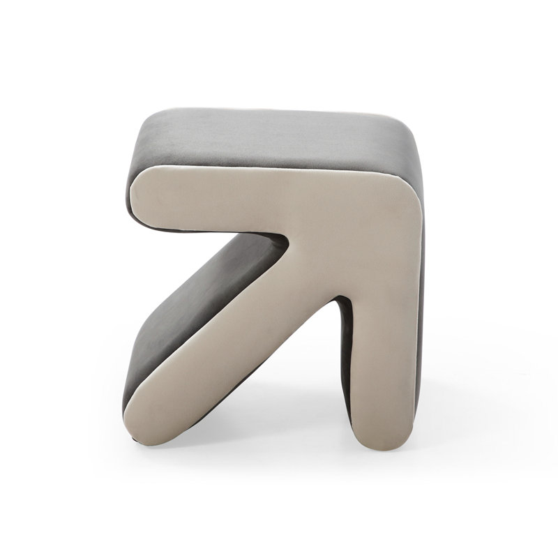 Repose-pieds de velours de 13,8 po Deylin, Velours gris