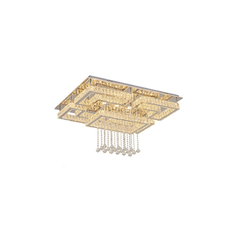 6-Light Chrome Flush Mount With Clear Crystals