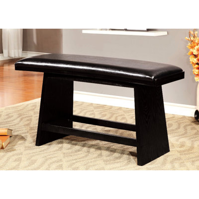 Banc à hauteur de comptoir noir rembourré de conception contemporaine pour salle à manger de 46,5 po de hauteur et 16,5 po de largeur, avec siège en cuir