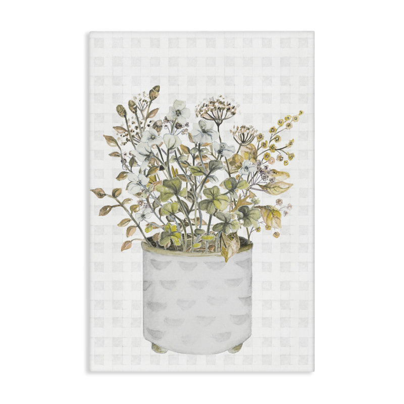 «Neutral Pots Wildflowers», art mural sur toile par Janice Gaynor, H 24 po x l 16 po
