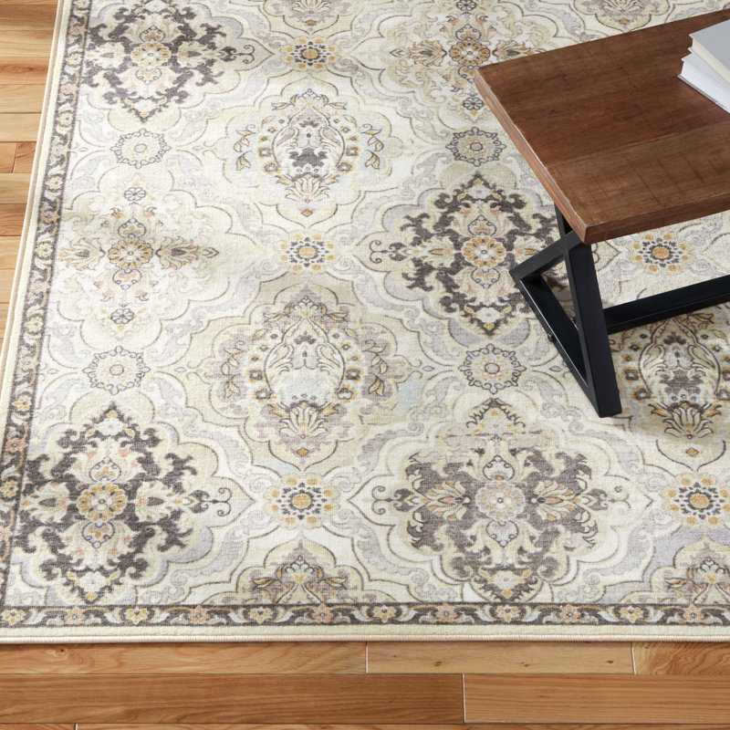Town & Country Avani Everwash Washable Non-Slip Backing Area Rug Beige, Rectangle 7'10" x 10'2"