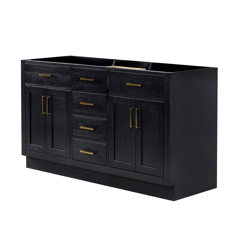 Base de meuble-lavabo double 60 po Osoria, Chêne noir