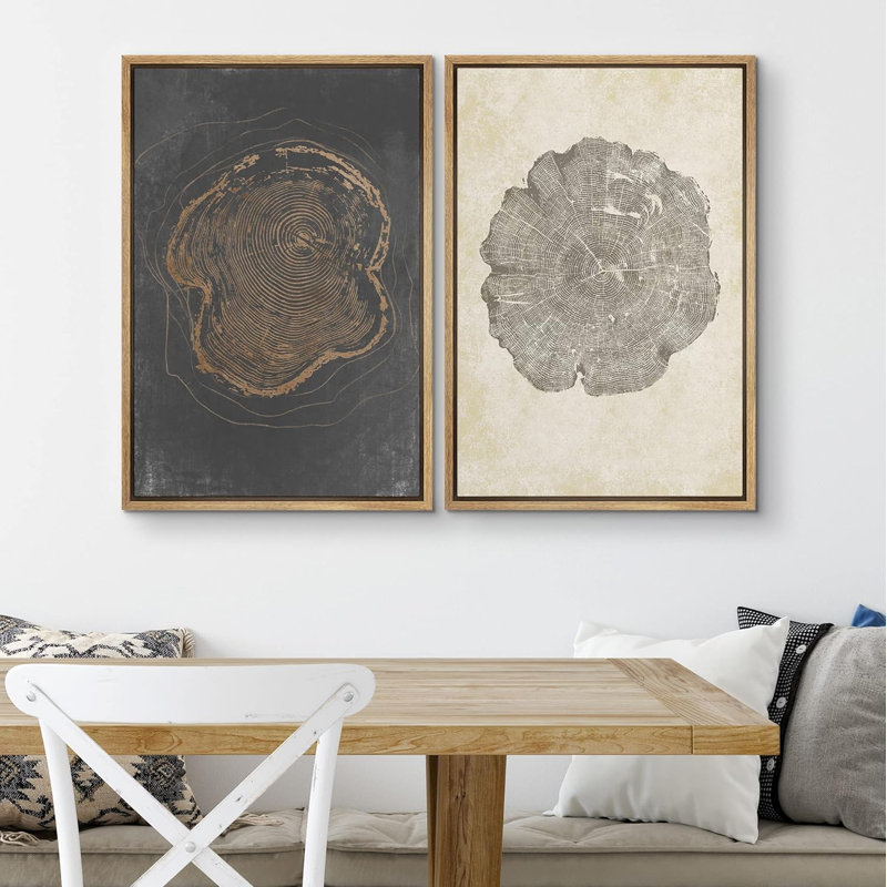 «Pastel Grungeest Tree Rings», 2 pièces, Naturel, H 36 po x l 24 po