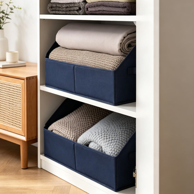 Closet Baskets for Shelves Trapezoid - Decorative Storage Baskets with Handles, Closet Bins for Organization, Shelf Storage Bins for Clothes, Books, Home, Office, 10 Pack, Non-Woven Fabric