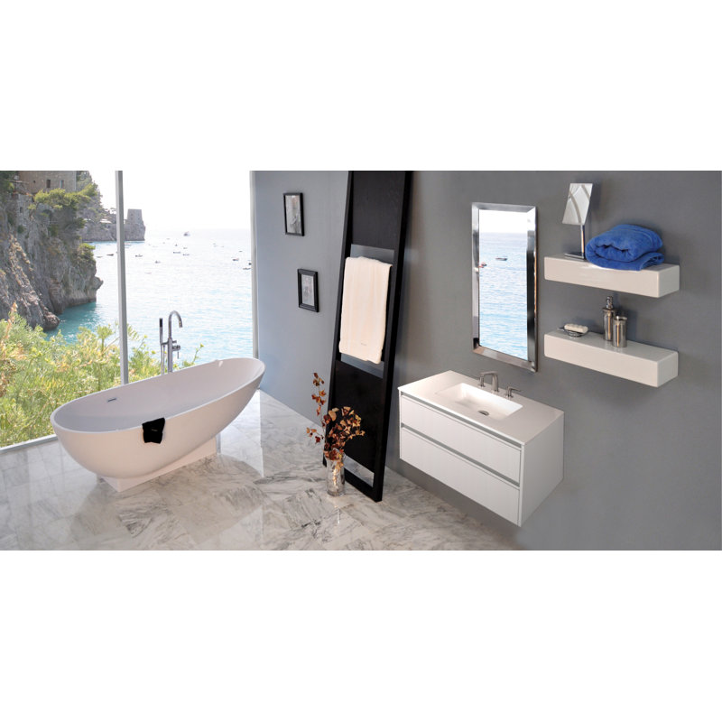Kubitop 48'' W Single Vanity, Matte White, White, 8" Centers