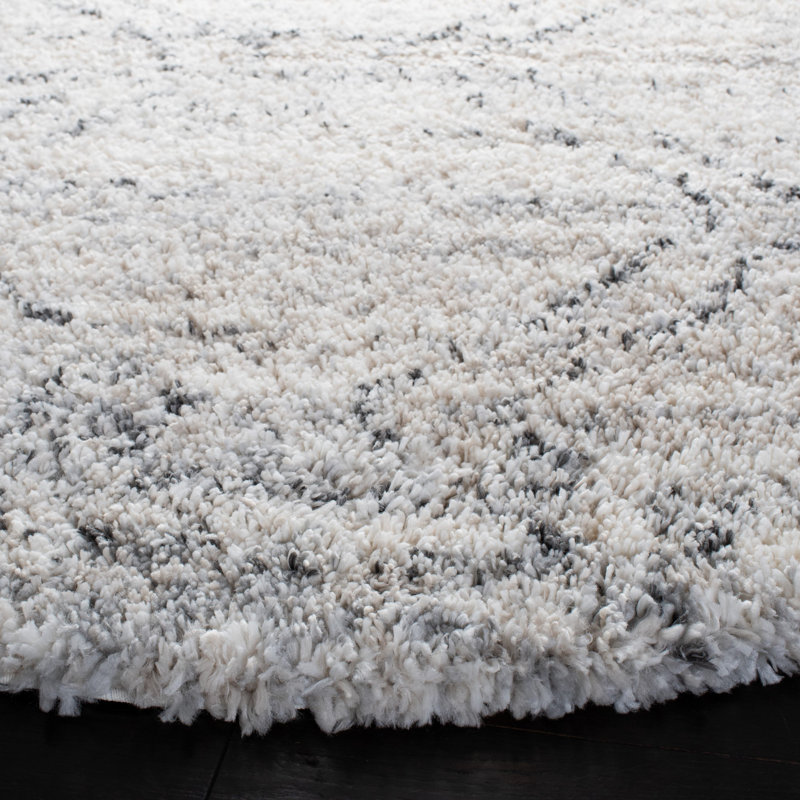 Tapis de couleur unie à poils longs Alessandrino 800 Performance, Rond 5 pi 3 po