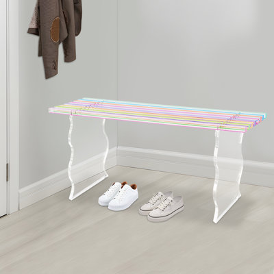 Acrylic Entryway Shoe Bench In Rainbow Color