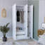 Armoire Ohio avec 3 portes, 2 tiroirs et 4 tablettes à 4 niveaux pour un rangement organisé et une esthétique moderne