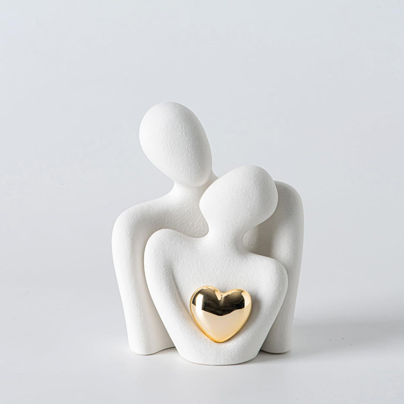 Statue de couple en céramique, 3.5" H x 2.6" W w 2" D