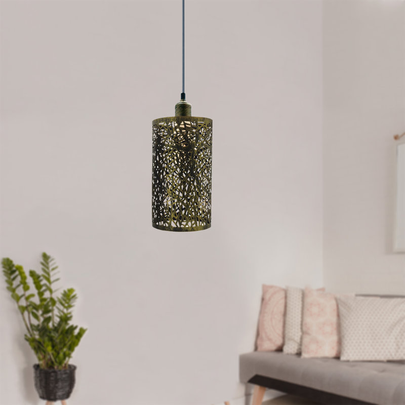Prestwick 1 - Light Drum Pendant, Brushed Brass, 125" H x 15" W x 15" D