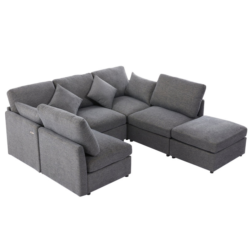 86,6 po Canapé modulaire Canapé modulaire, Gris chenille