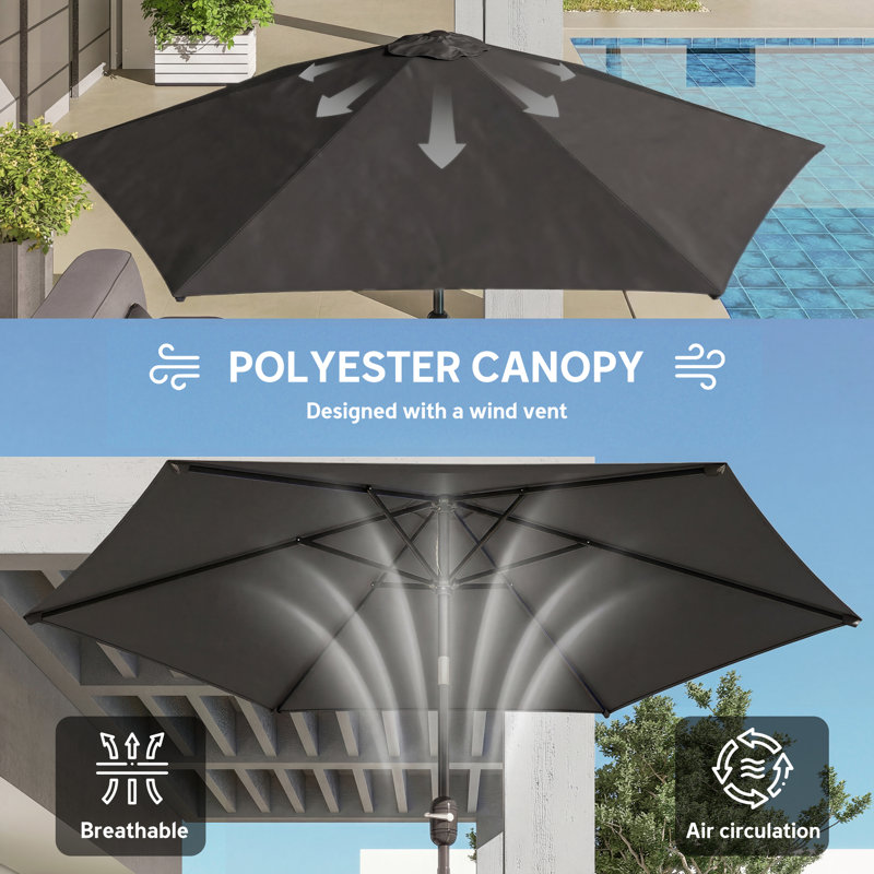 265cm Market Parasol, Black