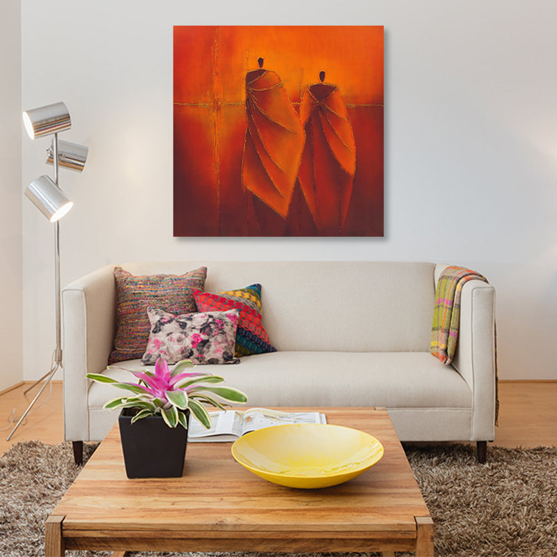« mystérieux ii », reproduction d’impression sur toile, H 18 po x l 18 po x P 1,5 po, Toile avec cadre noir, Pas de tapis