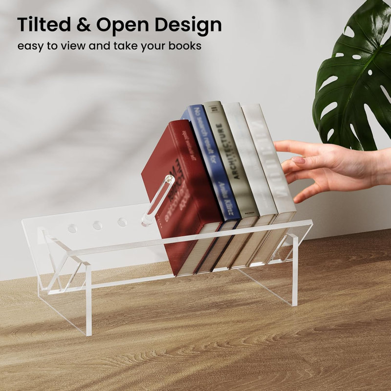 Acrylic Desktop Bookcase, Book Storage Organizer Bookshelves, Clear Mordern Tabletop Storage Rack For Office Home Shelf Display For Cd/Magazine/Book - Clear