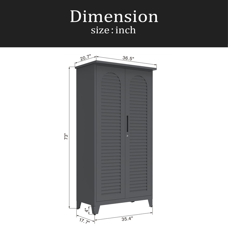 73'' Tall Metal Tool Storage Cabinet, With Ample Storage Space For Garage,Warehouse,Garden,Office, Living Room,Bathroom,Utility Room ( Slate )
