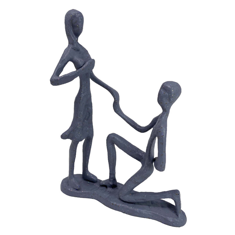 MARRIAGE PROPOSAL Iron Figurine 17cm, Grey Shimmer