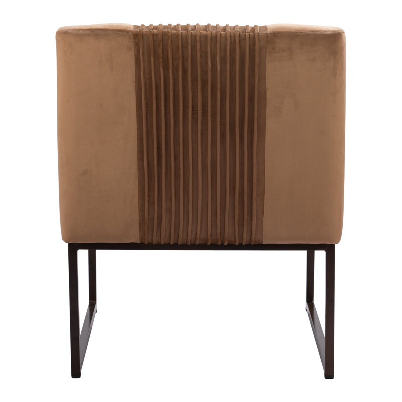 Olive Green Velvet Slipper Accent Chair with Manufactured Wood Base