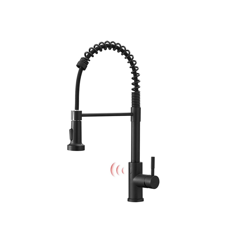 AvaMalis Pull Down Kitchen Faucet, Black/Nickle
