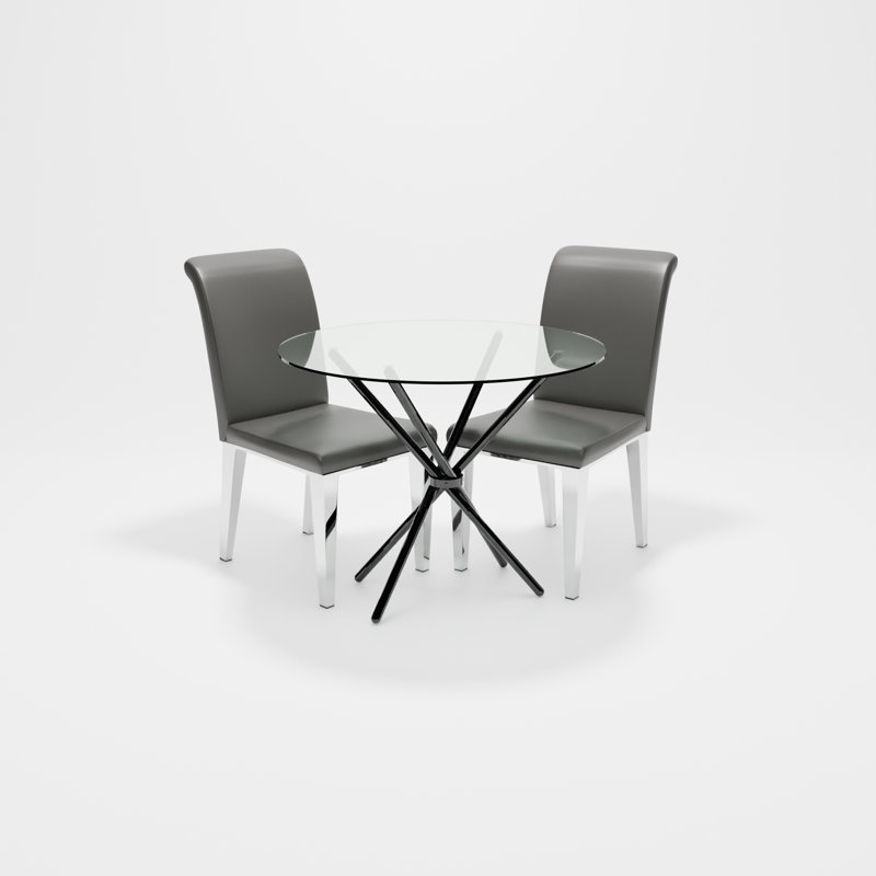 Desborough 2 - Person Dining Set, Grey, Black
