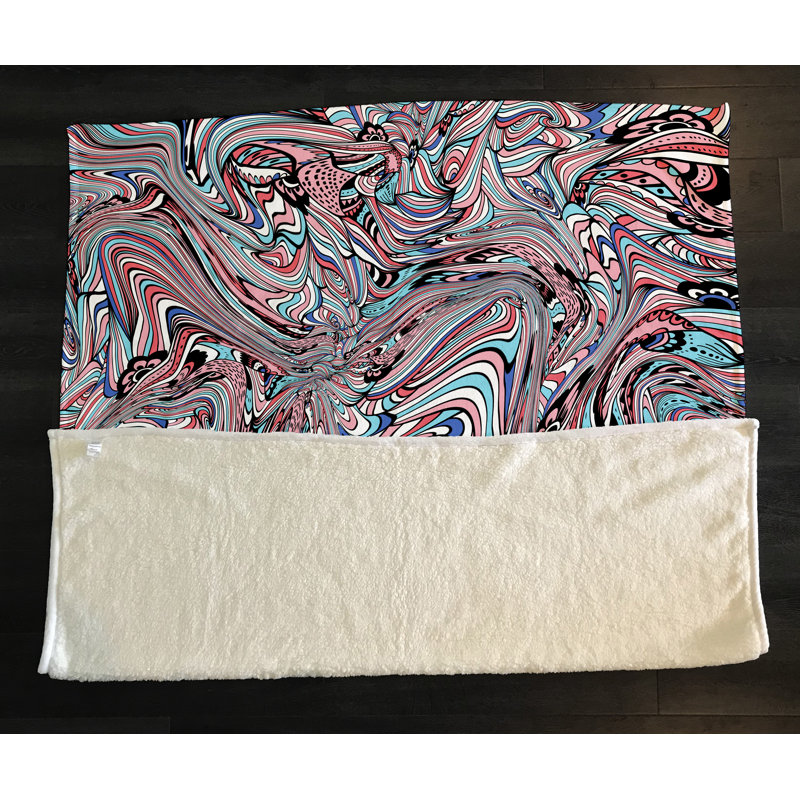 Plain Weave / Muslin Throw Blanket, Blue/Pink Abstract