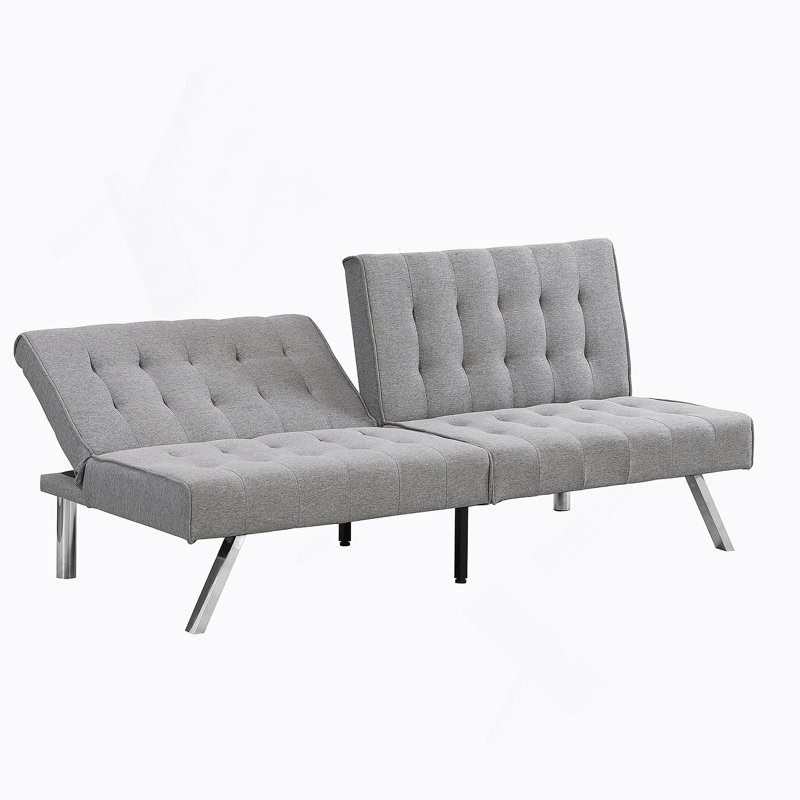 Canapé-lit polyvalent en bois avec pieds en acier inoxydable pour des espaces de vie élégants, Gris