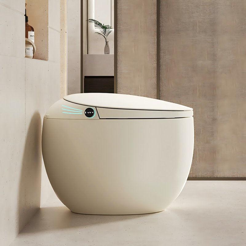 12" Rough-In Egg-shaped Fully Integrated Automatic Smart Toilet for Home, Operates Without Water Pressure Restrictions